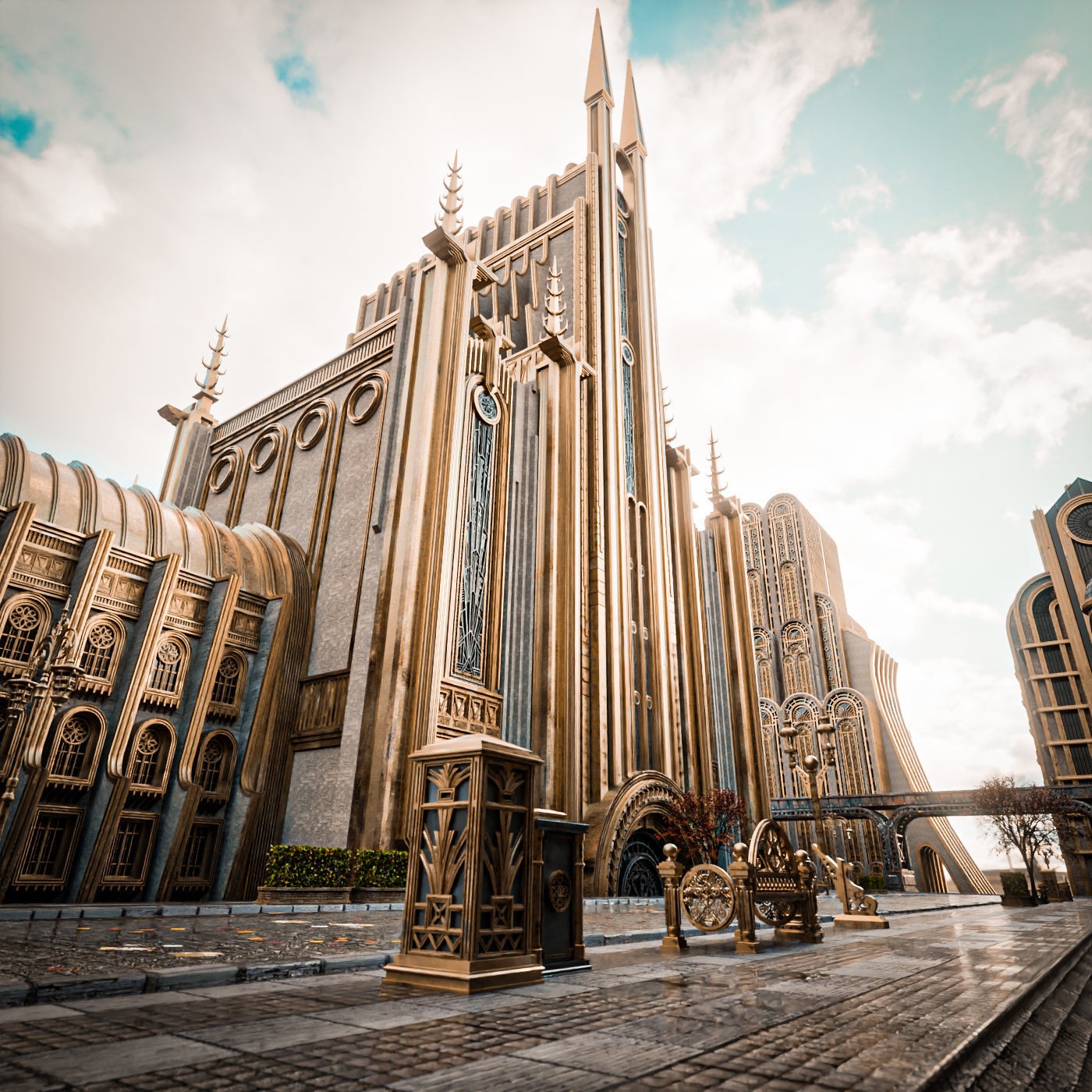 Grand Capital Building Set - Low-Poly Game-Ready 3D Model - View 13