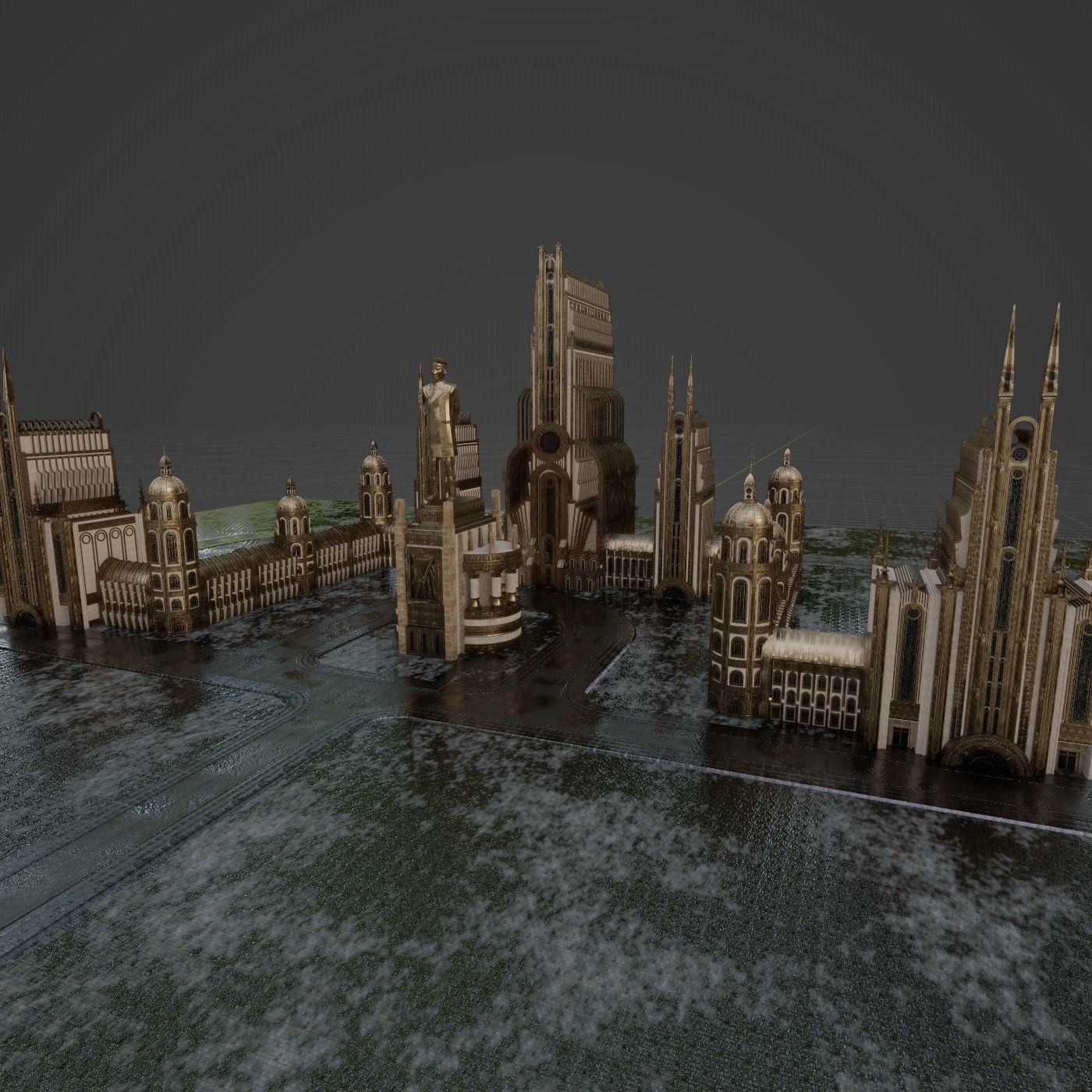 Grand Capital Building Set - Low-Poly Game-Ready 3D Model - View 19