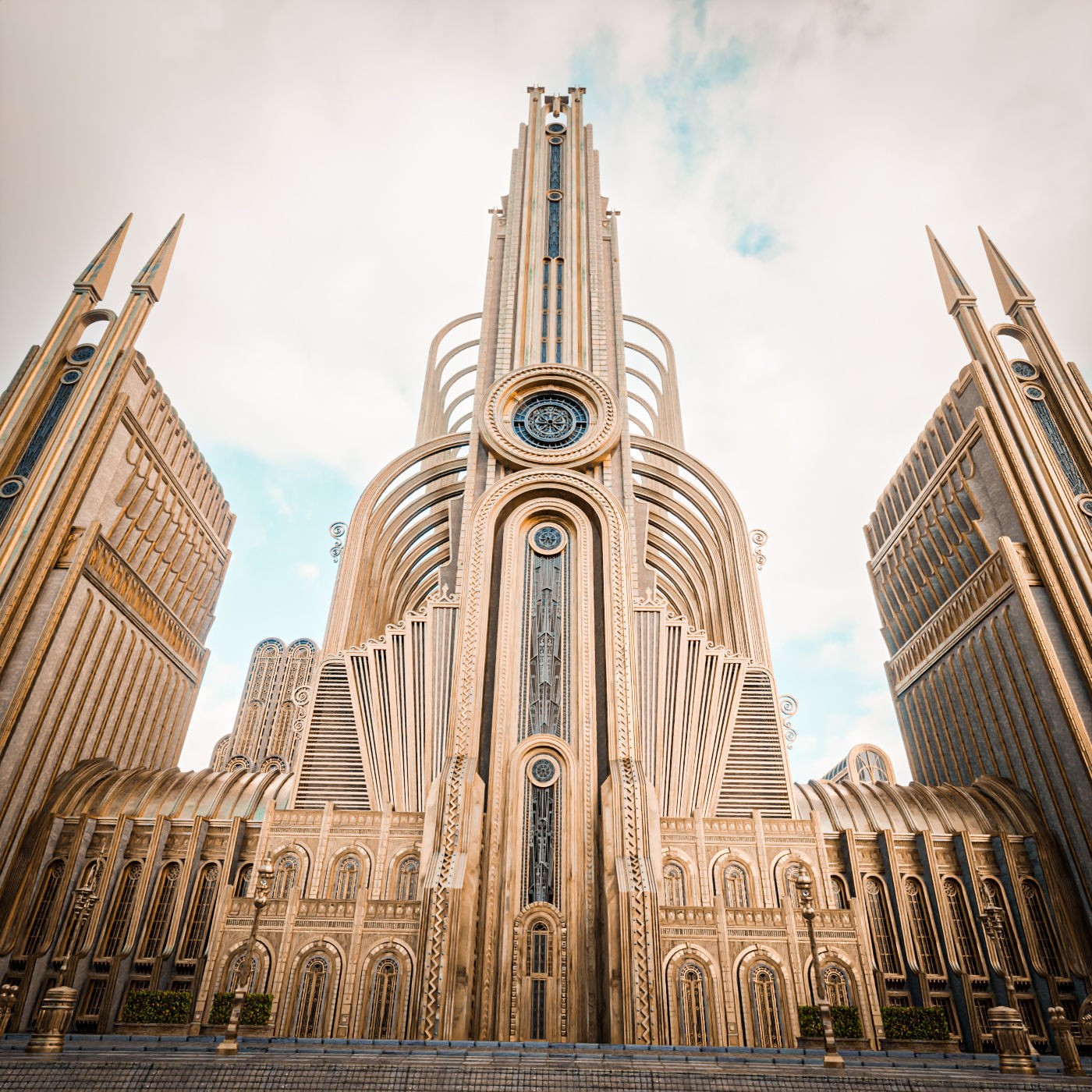 Grand Capital Building Set - Low-Poly Game-Ready 3D Model - View 4