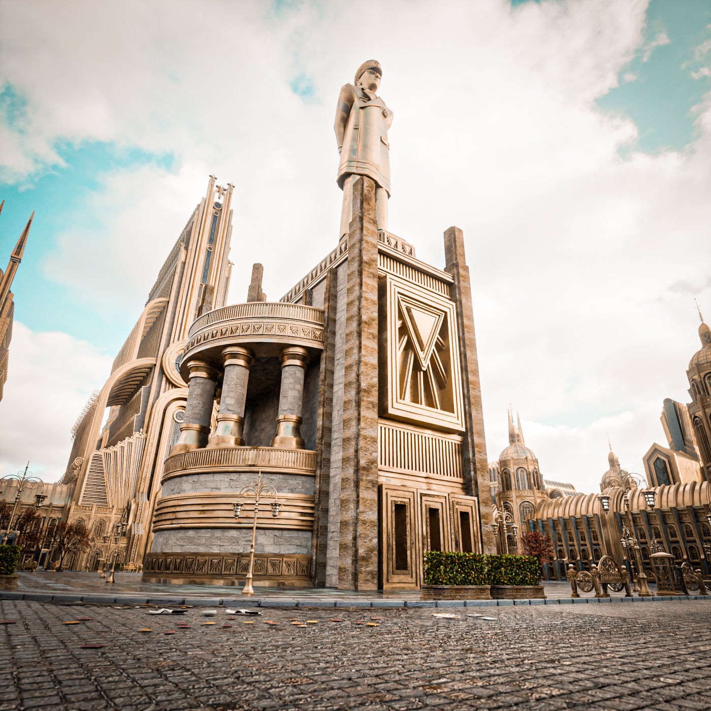 Grand Capital Building Set - Low-Poly Game-Ready 3D Model - View 9