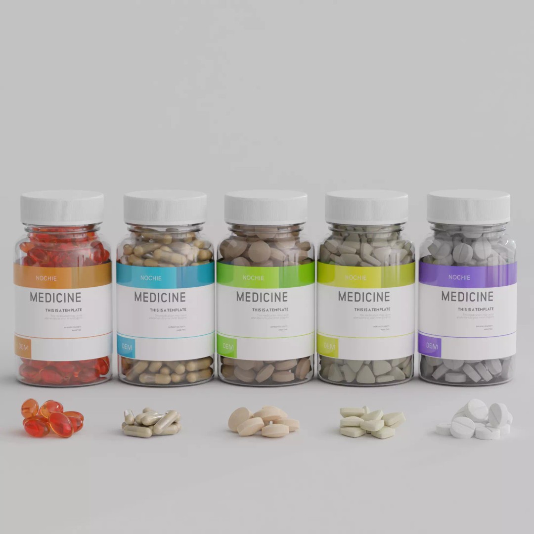 Bottle of Pills 3D Model – Low Poly Medical Asset, FBX - View 2