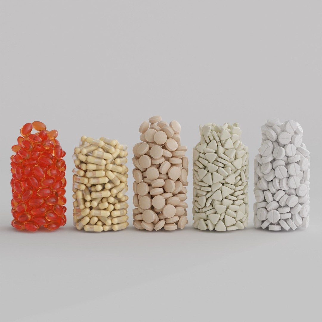 Bottle of Pills 3D Model – Low Poly Medical Asset, FBX - View 3