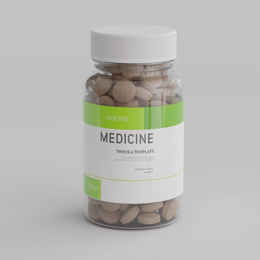 Bottle of Pills 3D Model – Low Poly Medical Asset, FBX - View 6