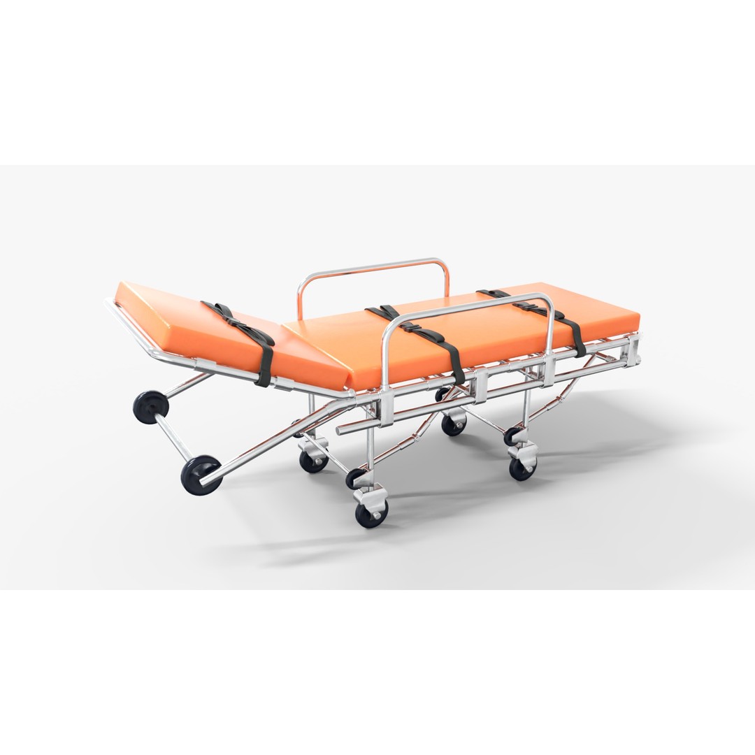 Medical Emergency Bed 3D Model – Low Poly PBR Game Ready FBX - View 4
