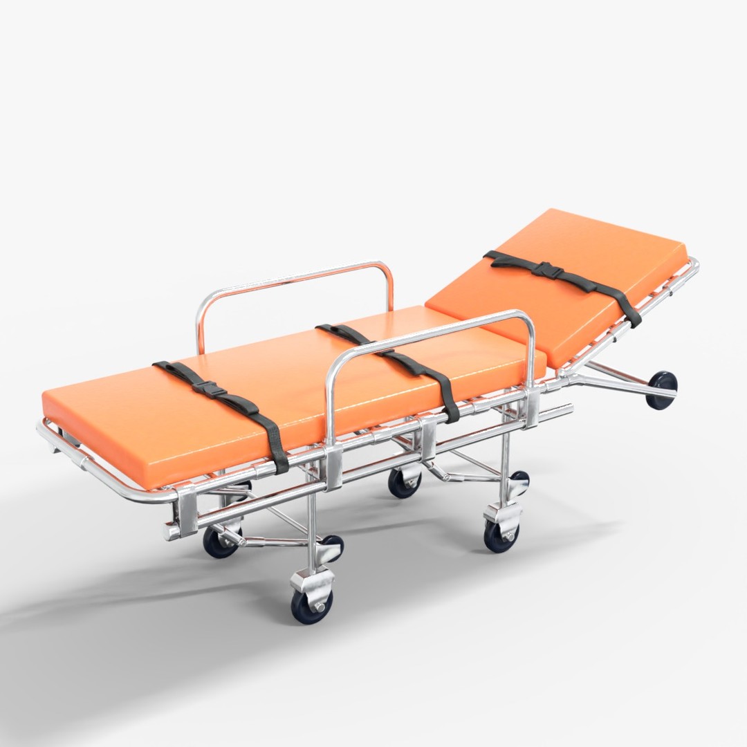 Medical Emergency Bed 3D Model – Low Poly PBR Game Ready FBX - View 7