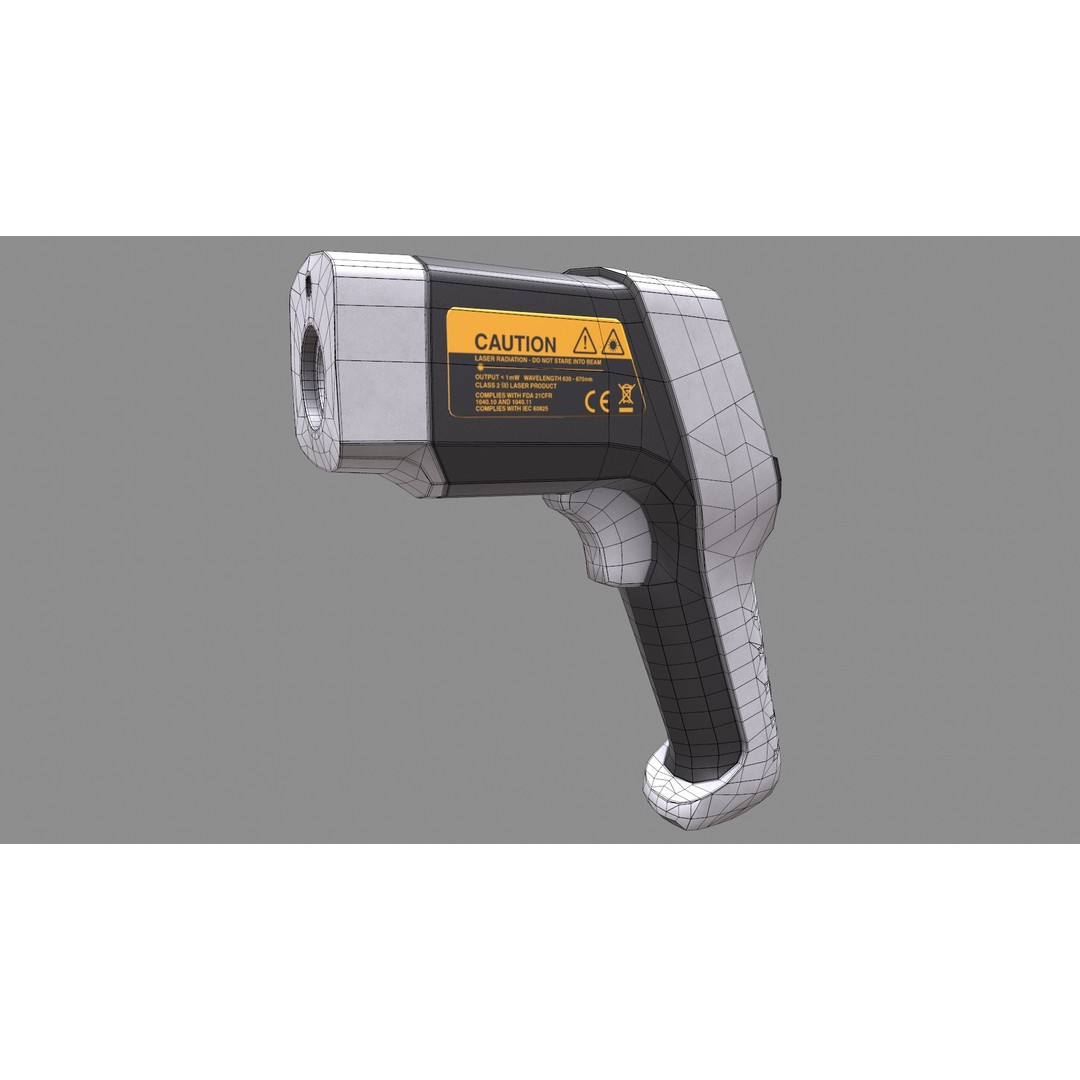 Infrared Thermometer 3D Model – Low Poly PBR Asset, FBX & OBJ Formats - View 20