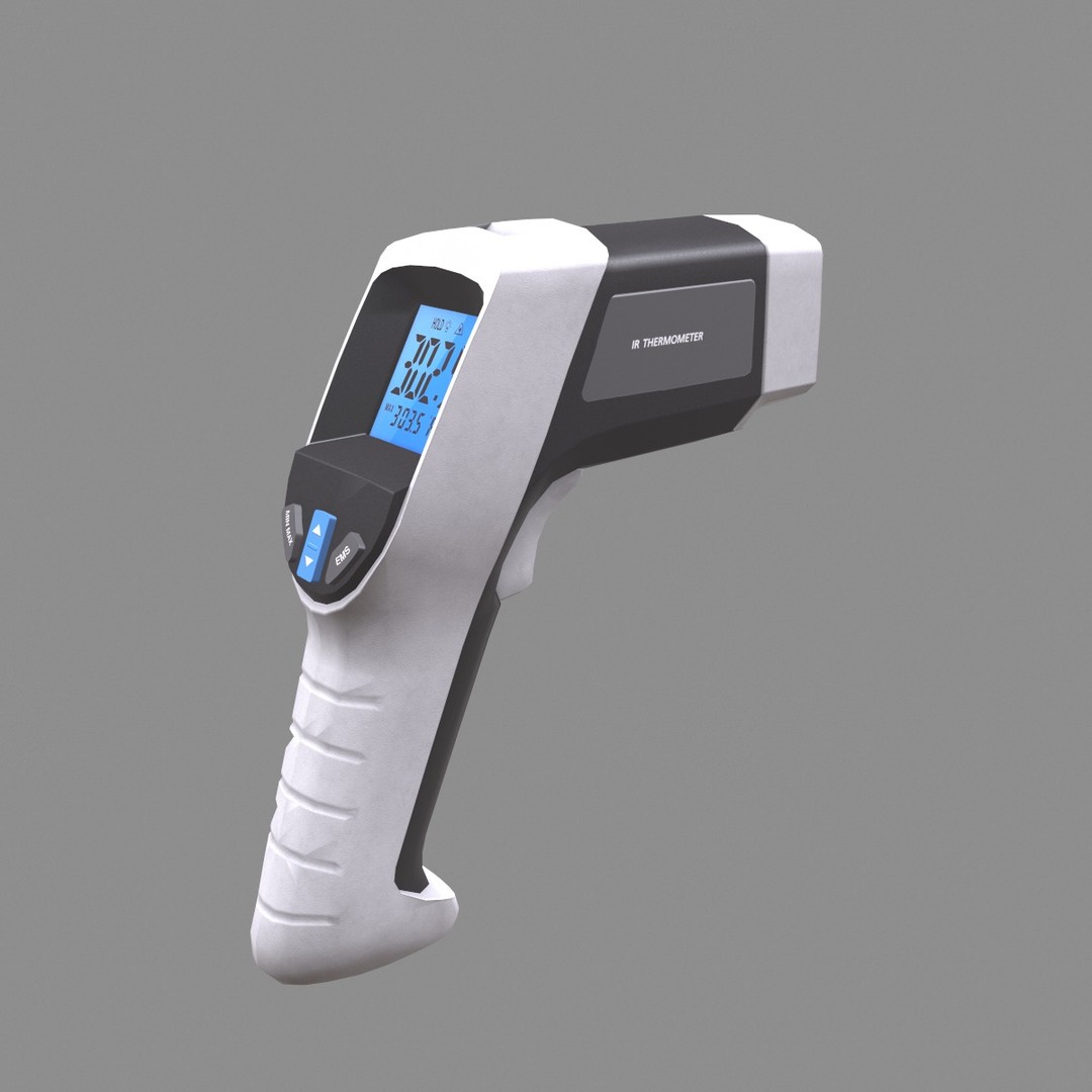 Infrared Thermometer 3D Model – Low Poly PBR Asset, FBX & OBJ Formats - View 3