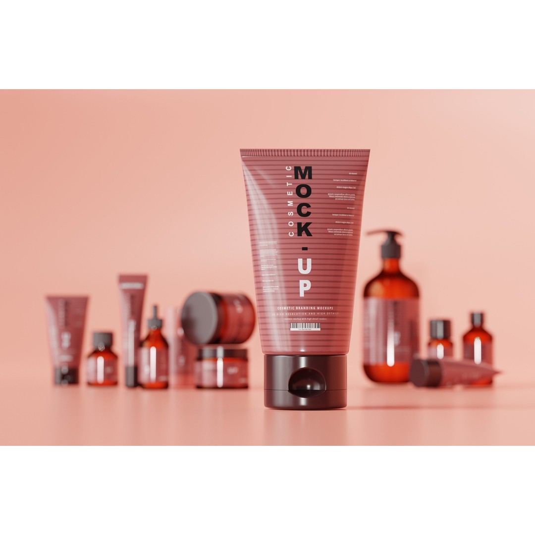 Cosmetic Products 3D Model – High Poly Amber Glass Bottles, FBX, OBJ - View 11