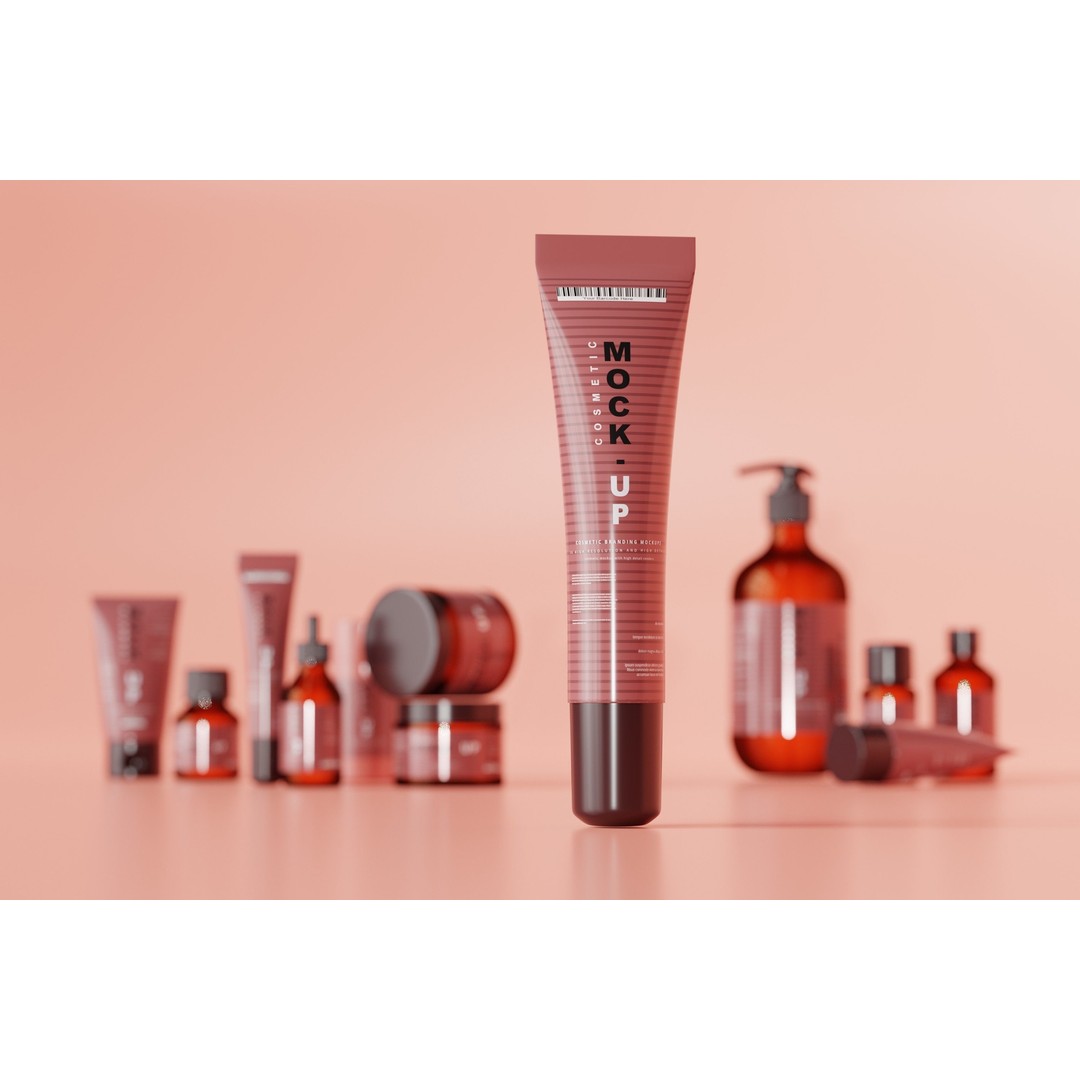 Cosmetic Products 3D Model – High Poly Amber Glass Bottles, FBX, OBJ - View 12