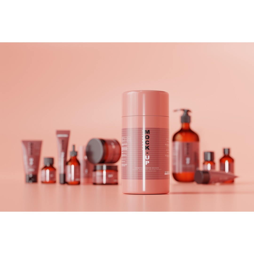 Cosmetic Products 3D Model – High Poly Amber Glass Bottles, FBX, OBJ - View 14