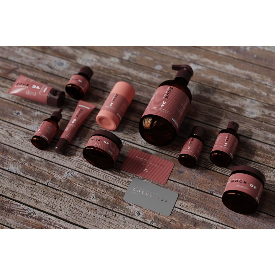 Cosmetic Products 3D Model – High Poly Amber Glass Bottles, FBX, OBJ - View 5
