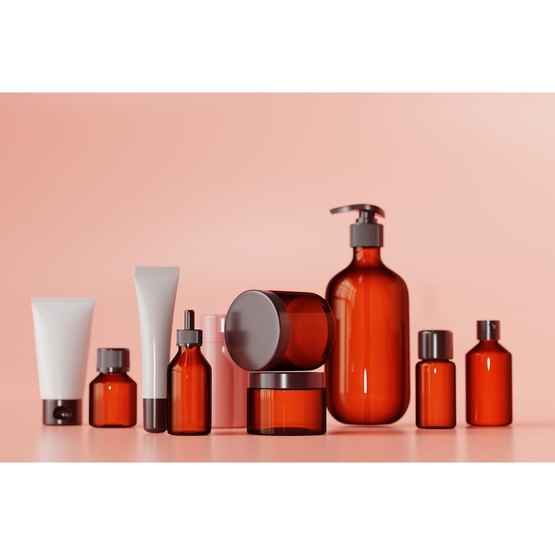 Cosmetic Products 3D Model – High Poly Amber Glass Bottles, FBX, OBJ - View 7