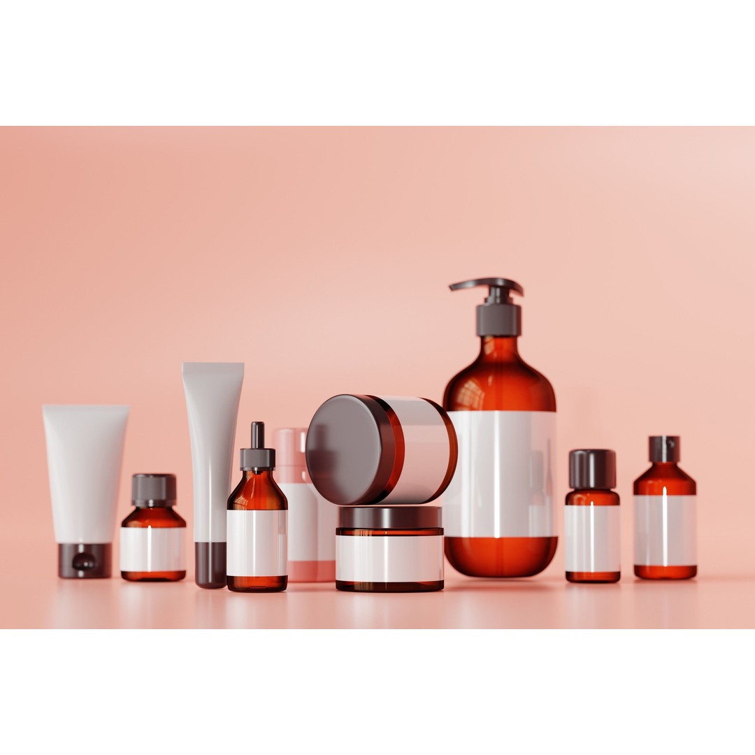 Cosmetic Products 3D Model – High Poly Amber Glass Bottles, FBX, OBJ - View 8