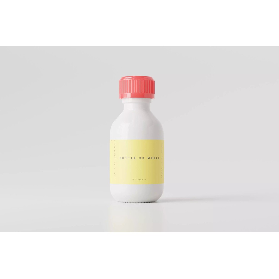 Medicine Bottle 3D Model – Low Poly Medical Asset, FBX & OBJ - View 2