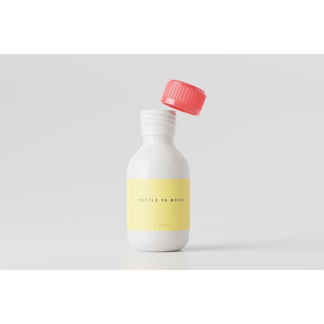 Medicine Bottle 3D Model – Low Poly Medical Asset, FBX & OBJ - View 4