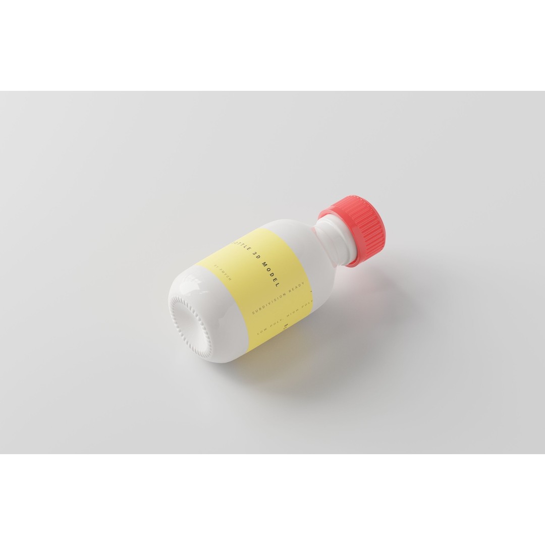 Medicine Bottle 3D Model – Low Poly Medical Asset, FBX & OBJ - View 6