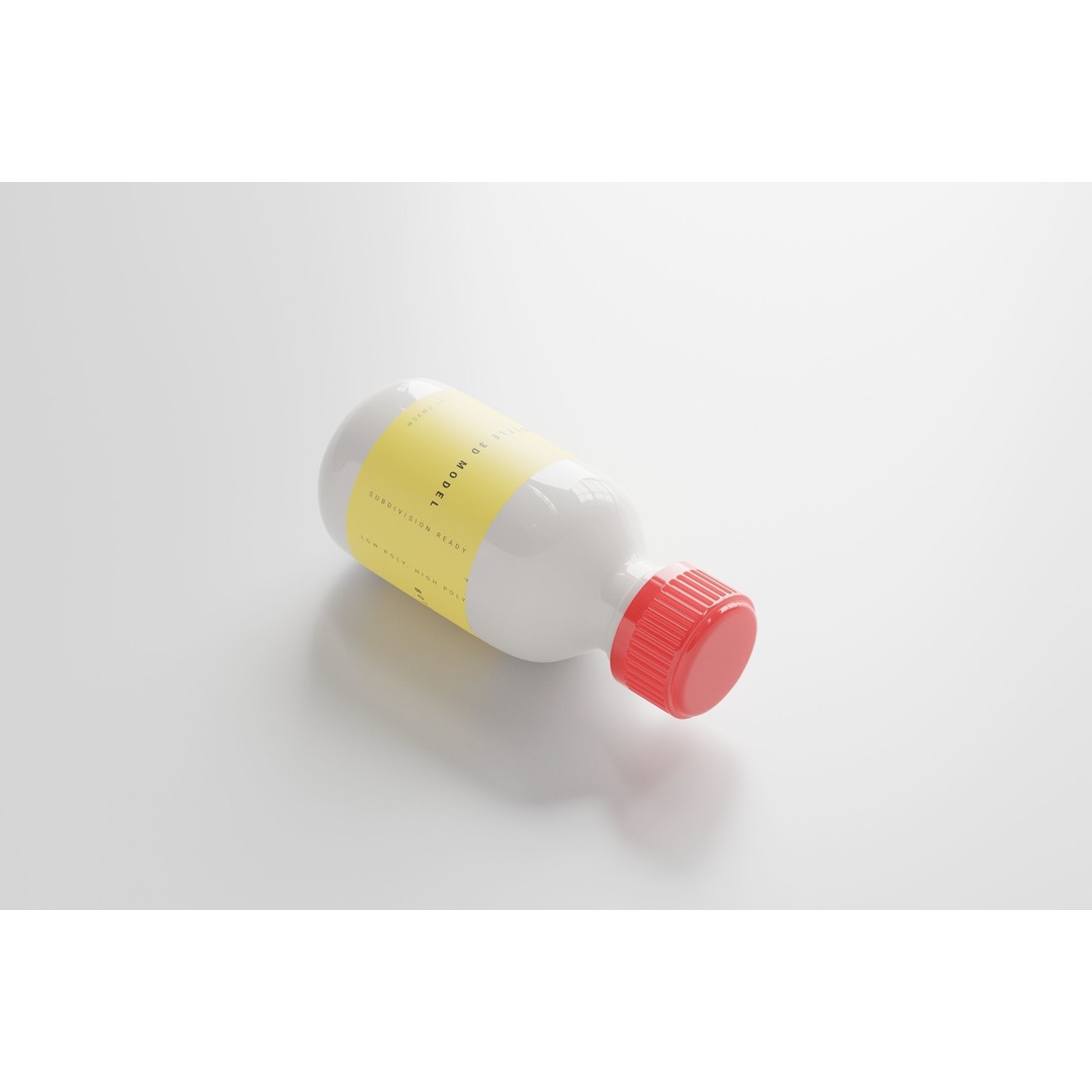 Medicine Bottle 3D Model – Low Poly Medical Asset, FBX & OBJ - View 7