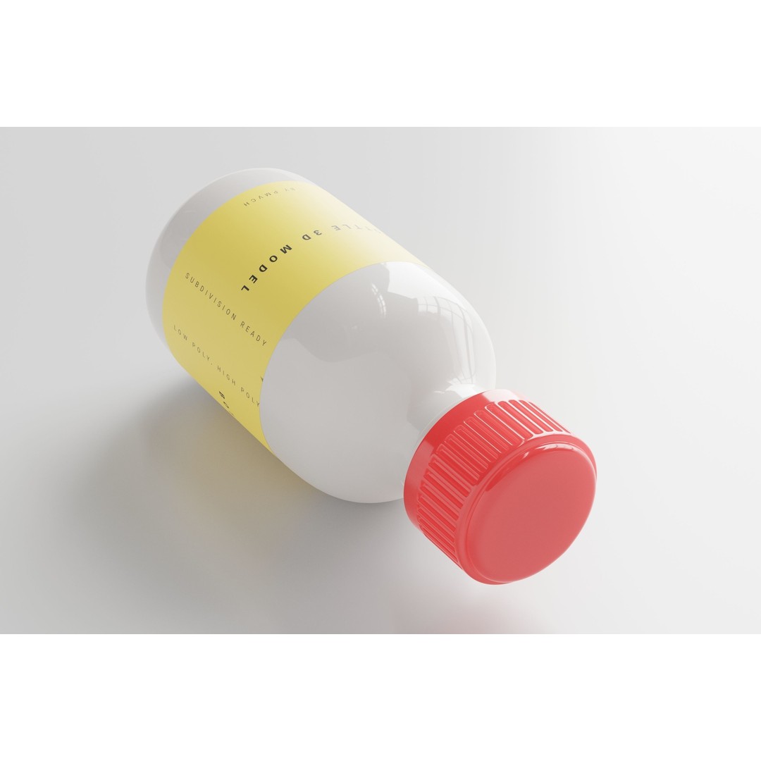 Medicine Bottle 3D Model – Low Poly Medical Asset, FBX & OBJ - View 8
