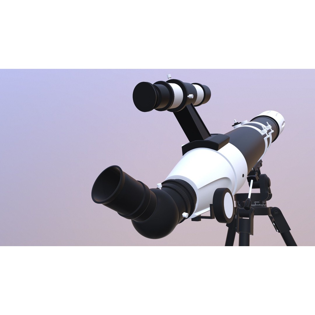 Telescope 3D Model – Low Poly Game Asset, FBX & OBJ Formats - View 15