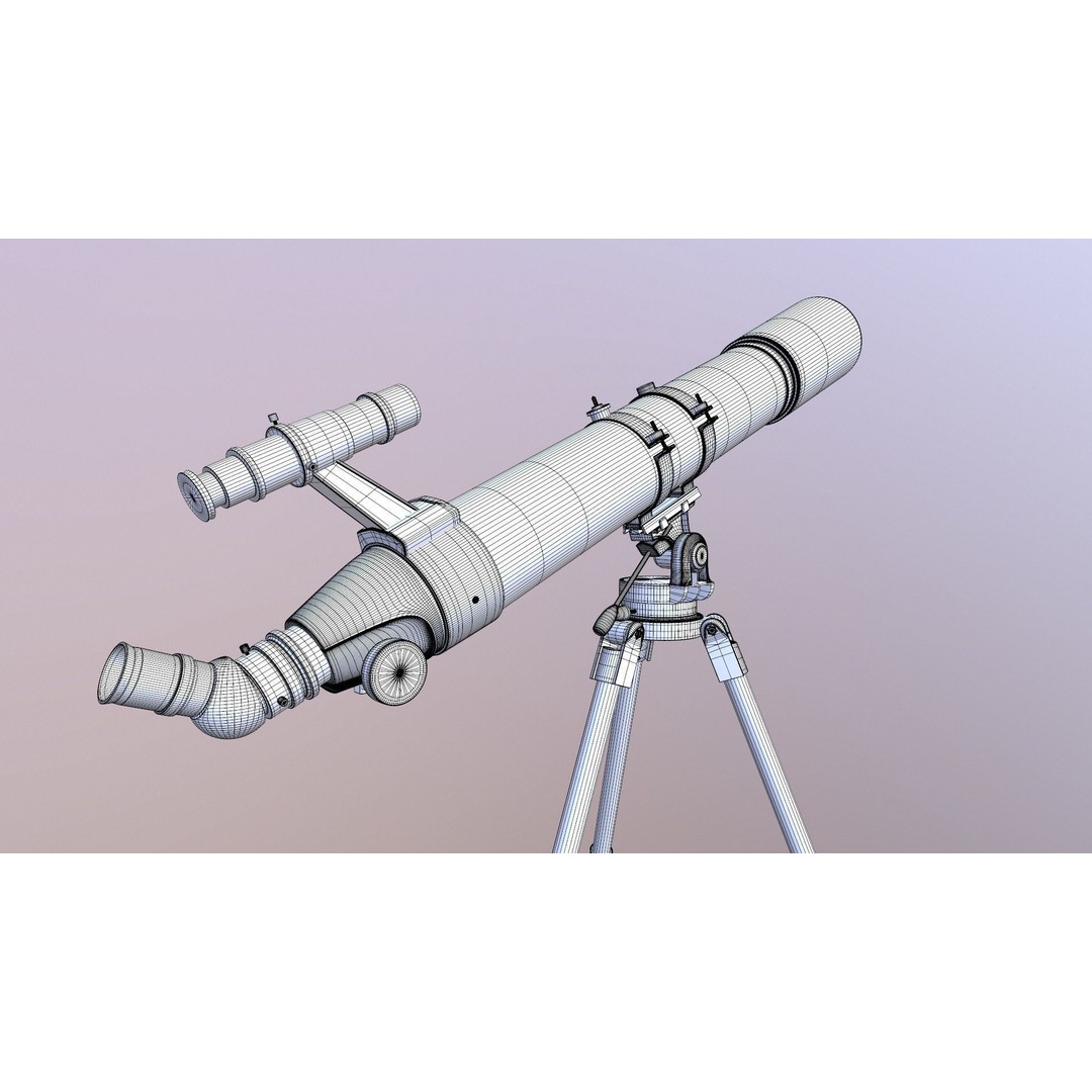 Telescope 3D Model – Low Poly Game Asset, FBX & OBJ Formats - View 24