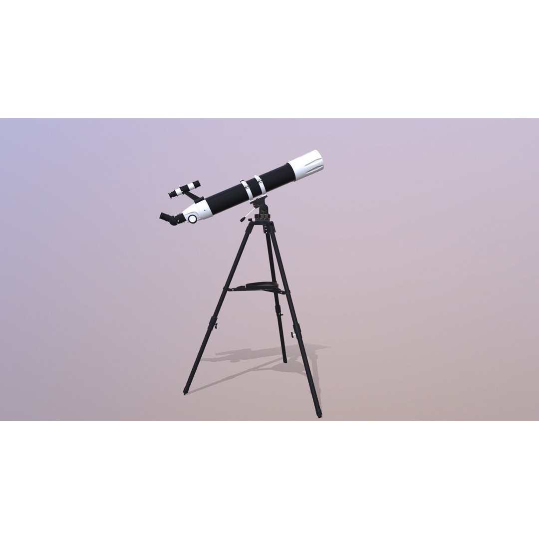 Telescope 3D Model – Low Poly Game Asset, FBX & OBJ Formats - View 3