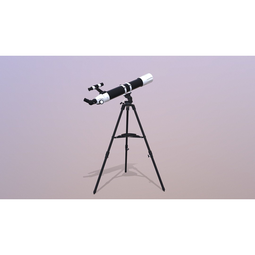 Telescope 3D Model – Low Poly Game Asset, FBX & OBJ Formats - View 4