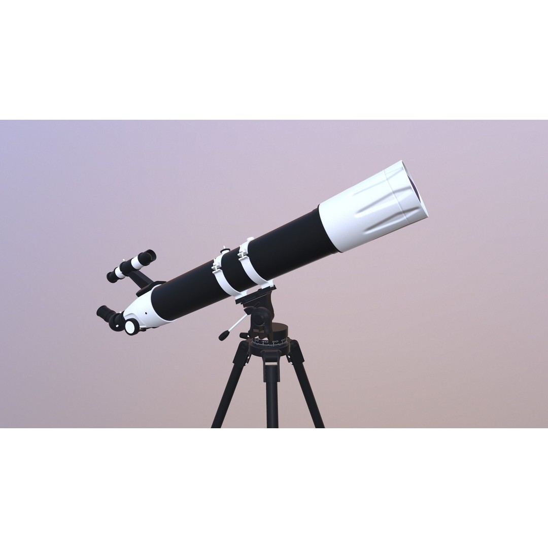 Telescope 3D Model – Low Poly Game Asset, FBX & OBJ Formats - View 5