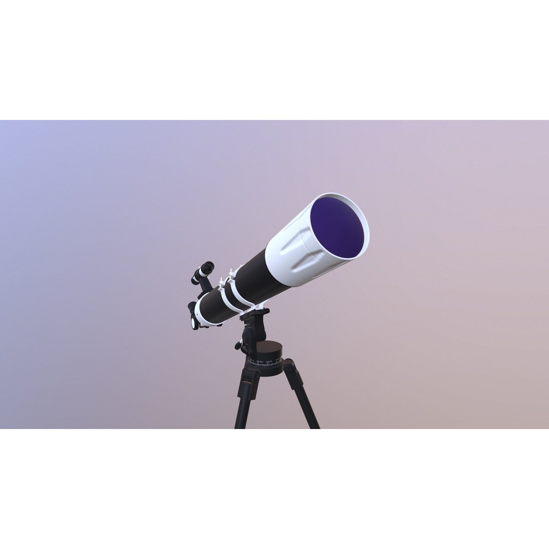 Telescope 3D Model – Low Poly Game Asset, FBX & OBJ Formats - View 6