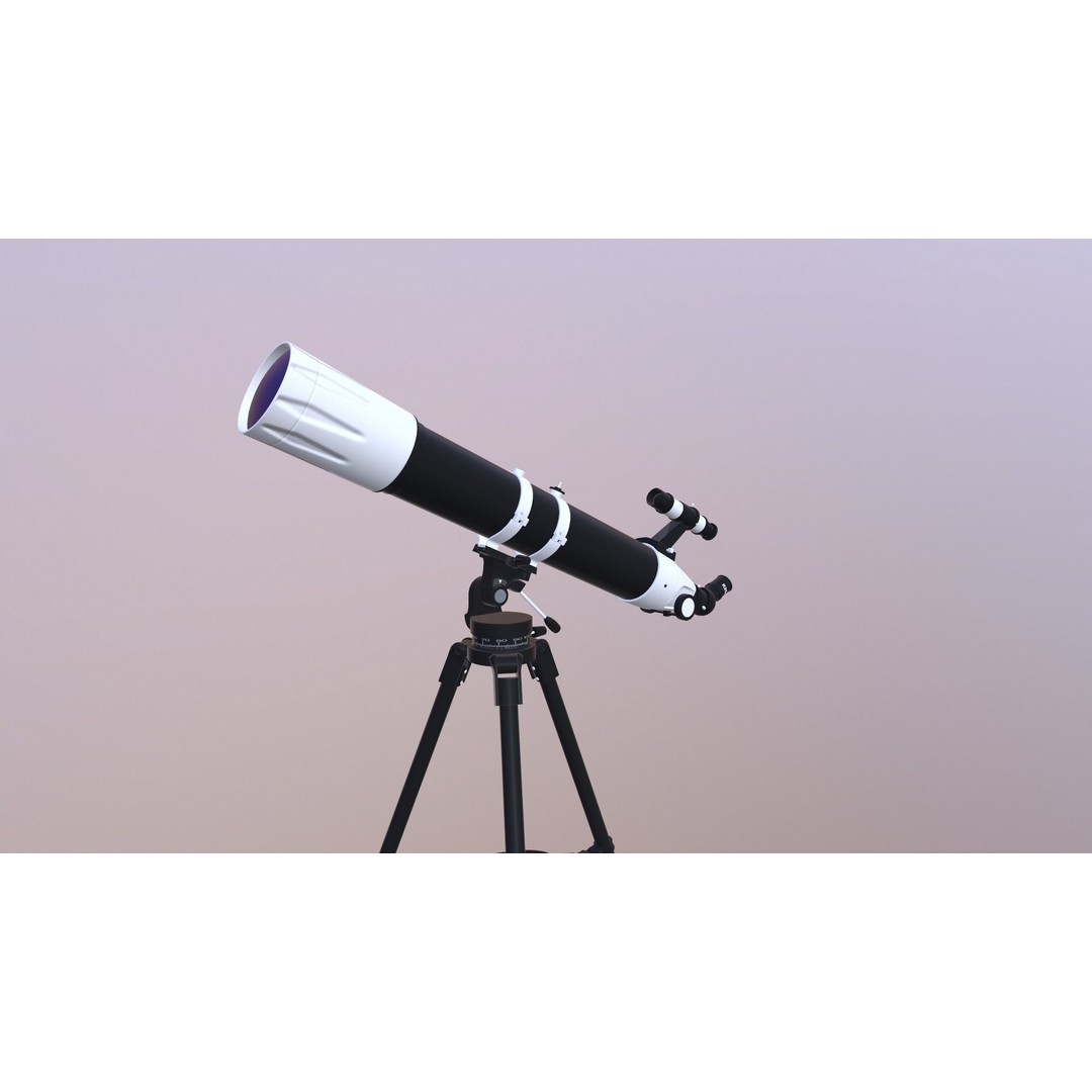 Telescope 3D Model – Low Poly Game Asset, FBX & OBJ Formats - View 7
