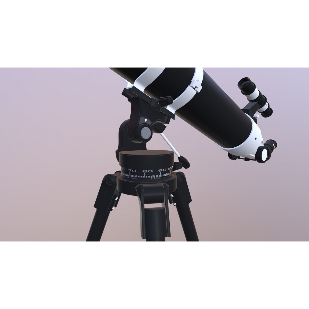 Telescope 3D Model – Low Poly Game Asset, FBX & OBJ Formats - View 8