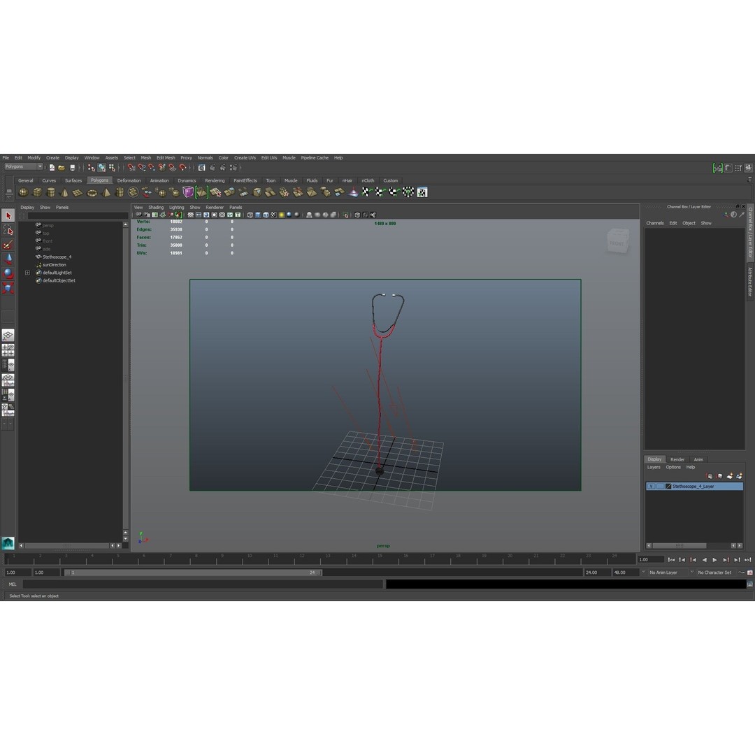 Stethoscope 3D Model – Low Poly Medical Equipment, FBX, OBJ - View 25