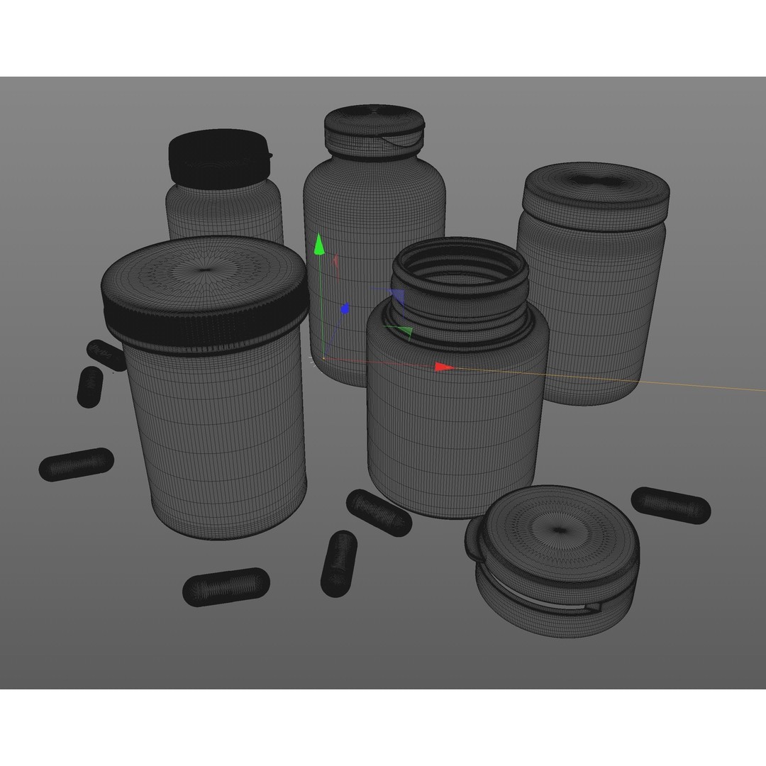 Pills Jars Set 3D Model – Subdivision Ready Medical Assets, C4D, OBJ