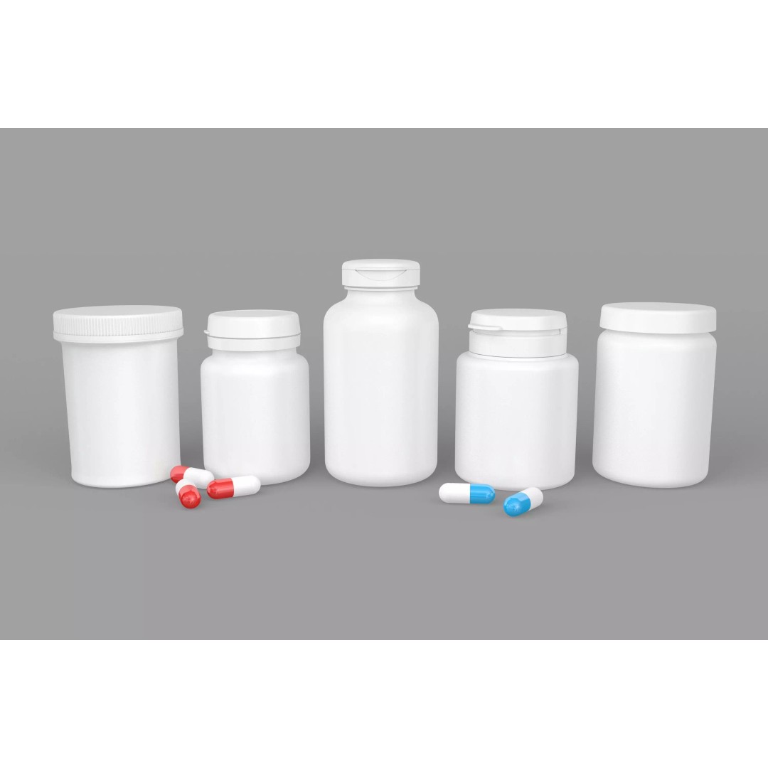 Pills Jars Set 3D Model – Subdivision Ready Medical Assets, C4D, OBJ - View 2