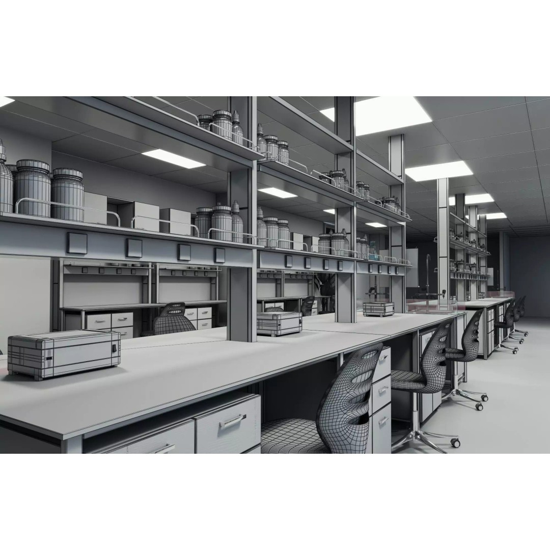 Modern Science Laboratory 3D Model – Low Poly Game Asset, FBX