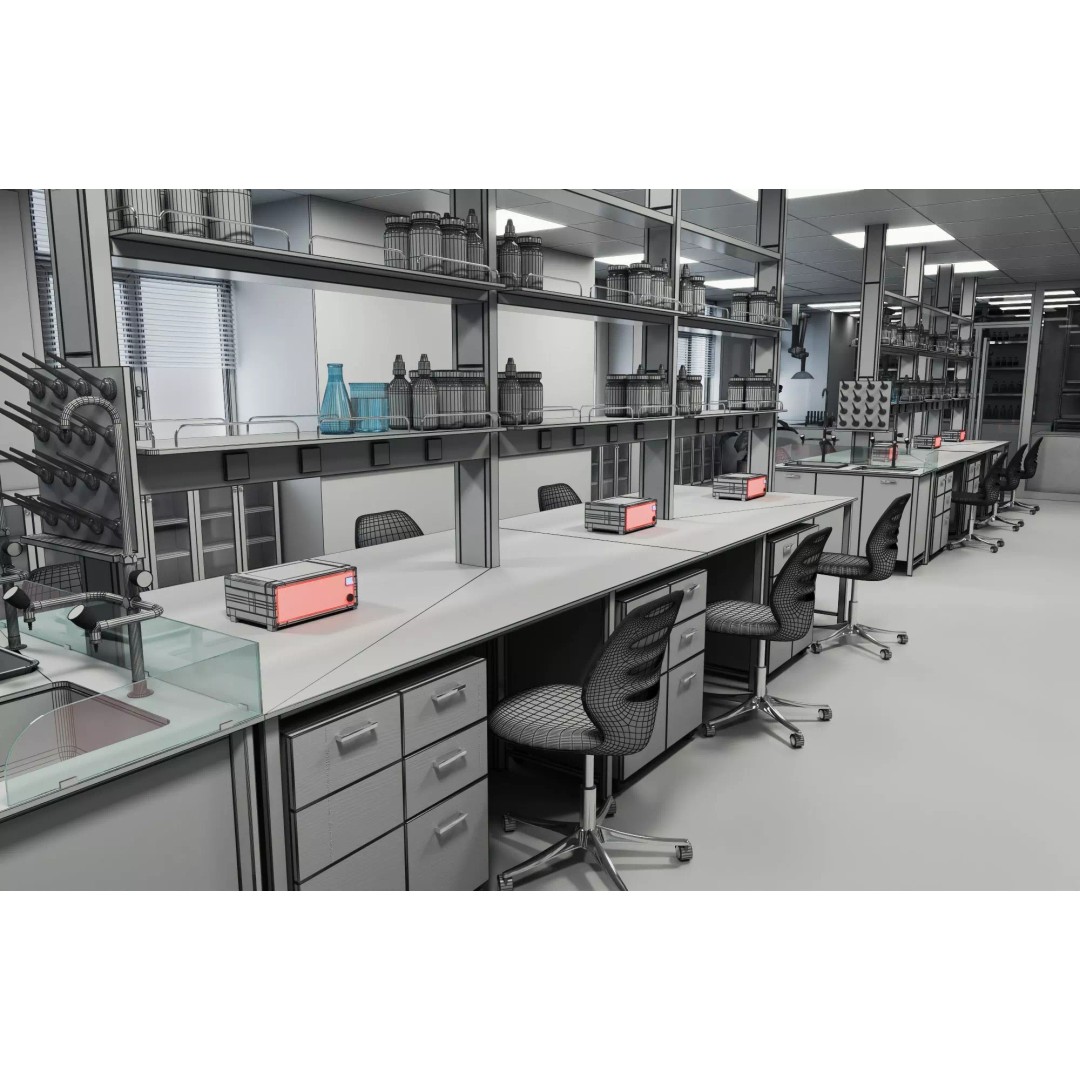 Modern Science Laboratory 3D Model – Low Poly Game Asset, FBX - View 11