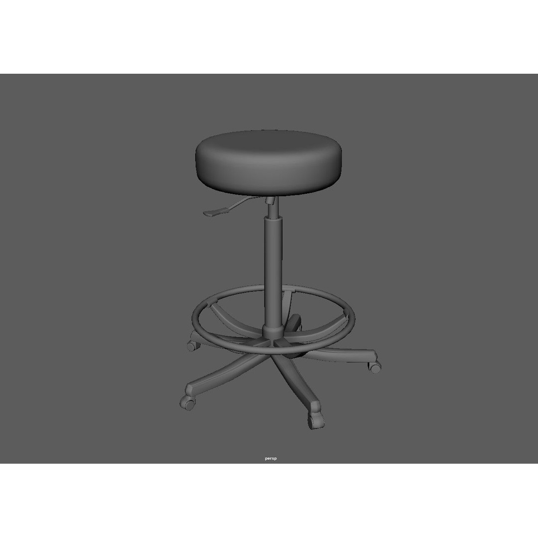 Adjustable Swivel Stool 3D Model – Low Poly Game-Ready PBR Asset - View 10