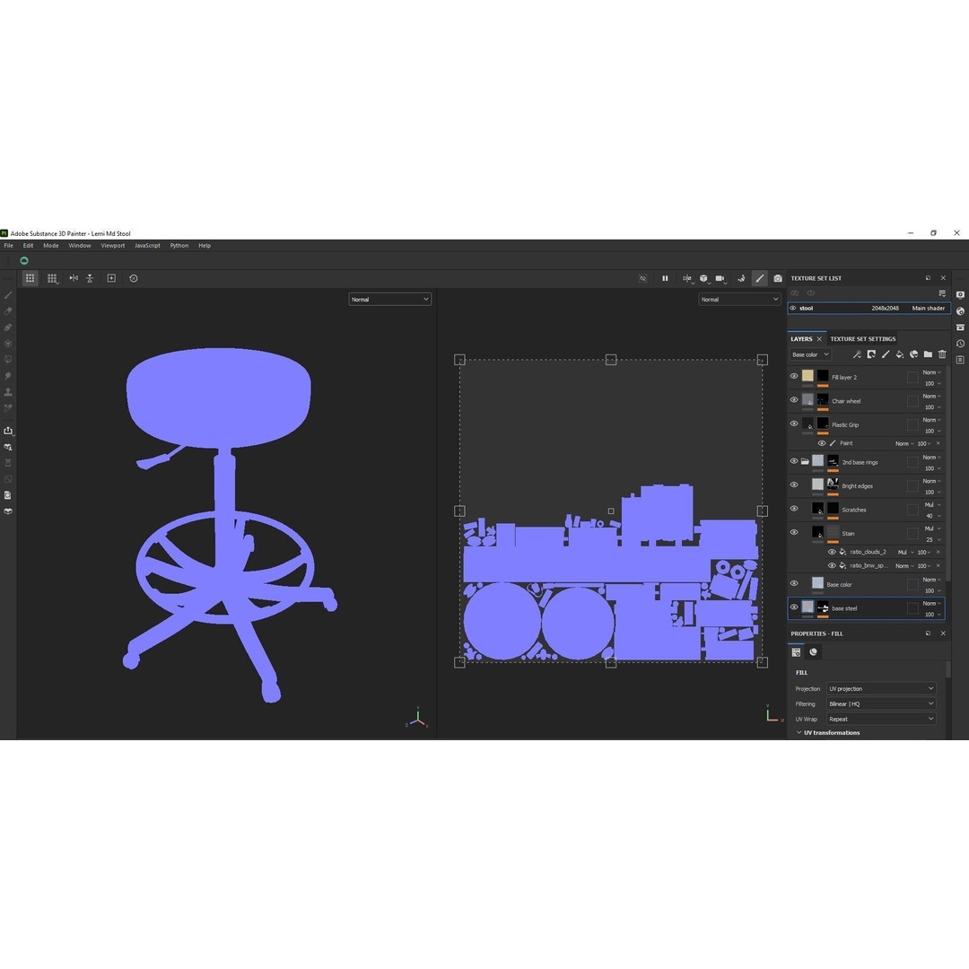 Adjustable Swivel Stool 3D Model – Low Poly Game-Ready PBR Asset - View 19