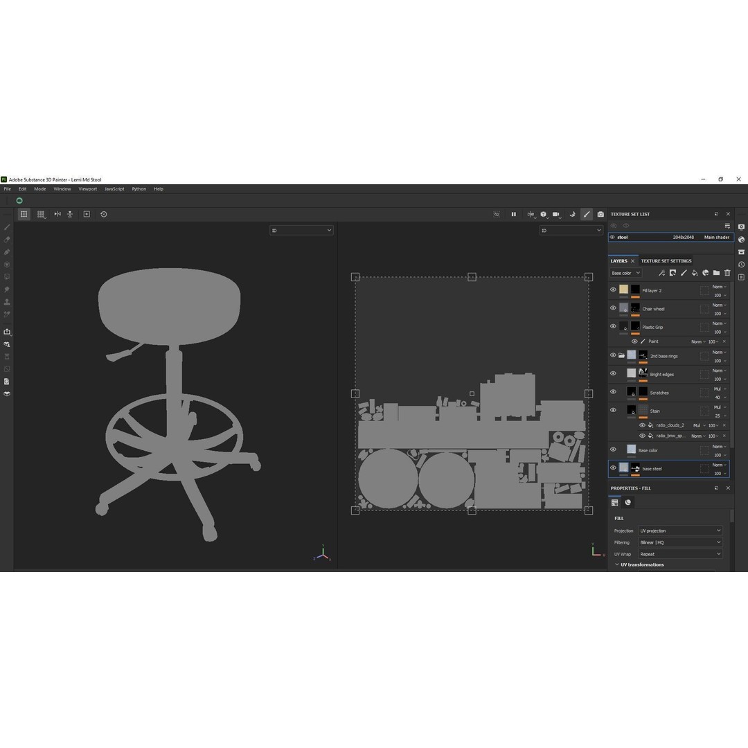 Adjustable Swivel Stool 3D Model – Low Poly Game-Ready PBR Asset - View 21