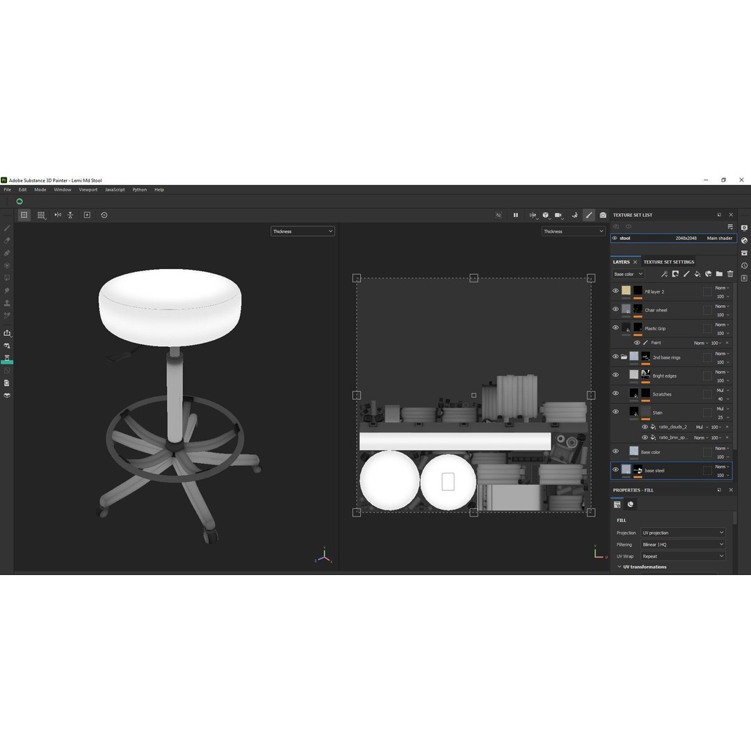 Adjustable Swivel Stool 3D Model – Low Poly Game-Ready PBR Asset - View 25
