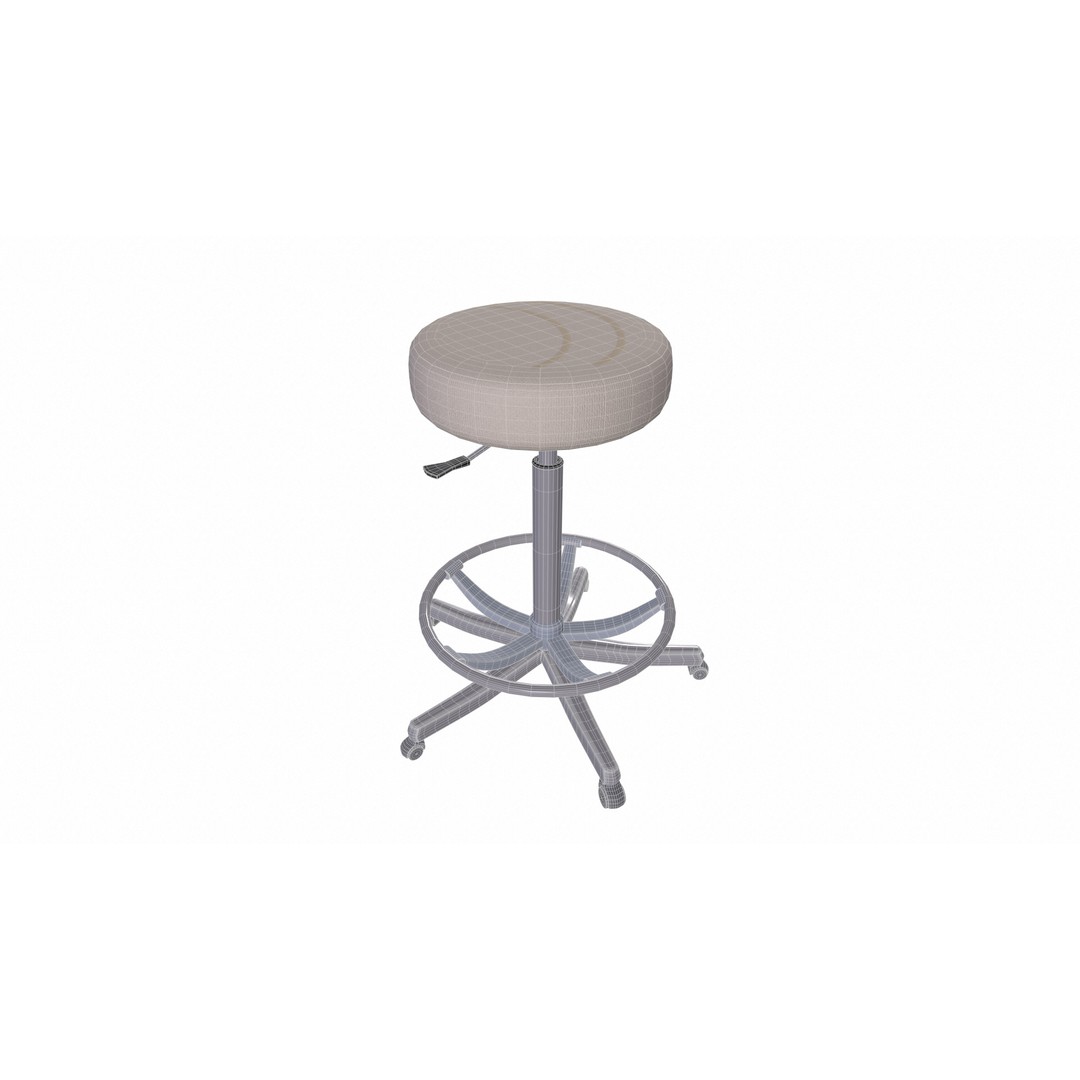 Adjustable Swivel Stool 3D Model – Low Poly Game-Ready PBR Asset - View 7