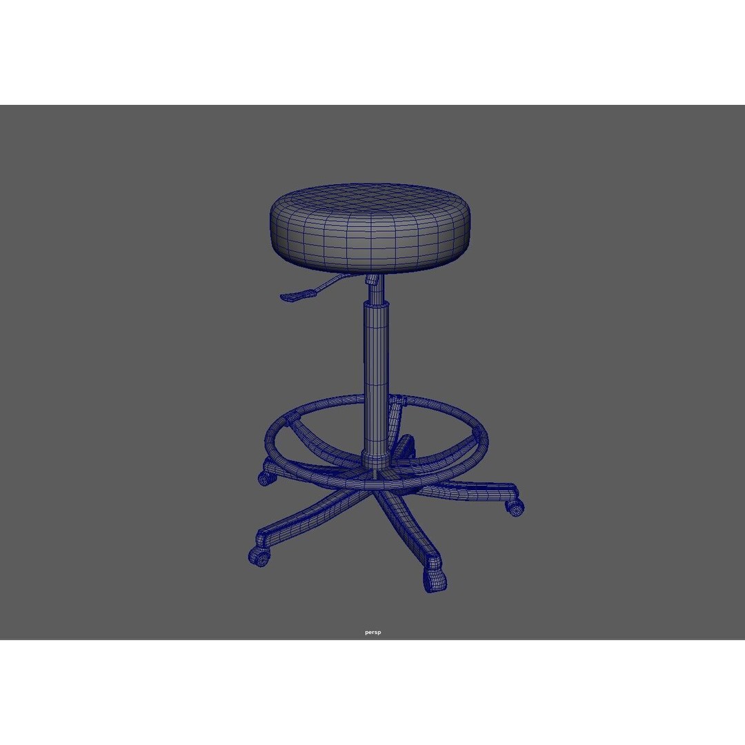 Adjustable Swivel Stool 3D Model – Low Poly Game-Ready PBR Asset - View 9