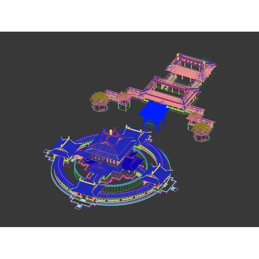 Ancient Chinese Architecture 3D Model – Traditional Palatial Design, PBR - View 14