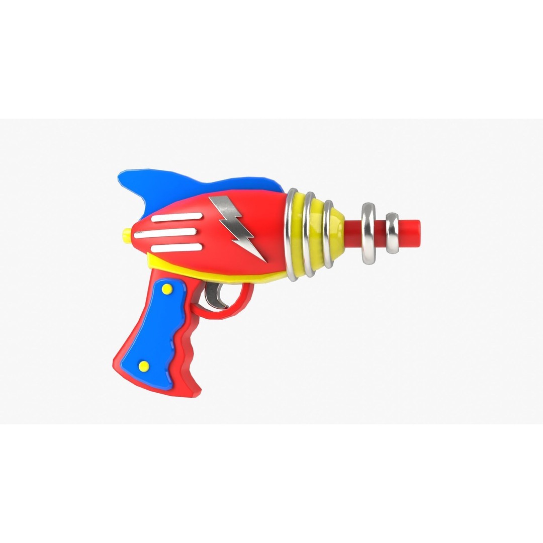 Ray Gun 3D Model – Low Poly Sci-Fi Weapon, FBX, Blender - View 10
