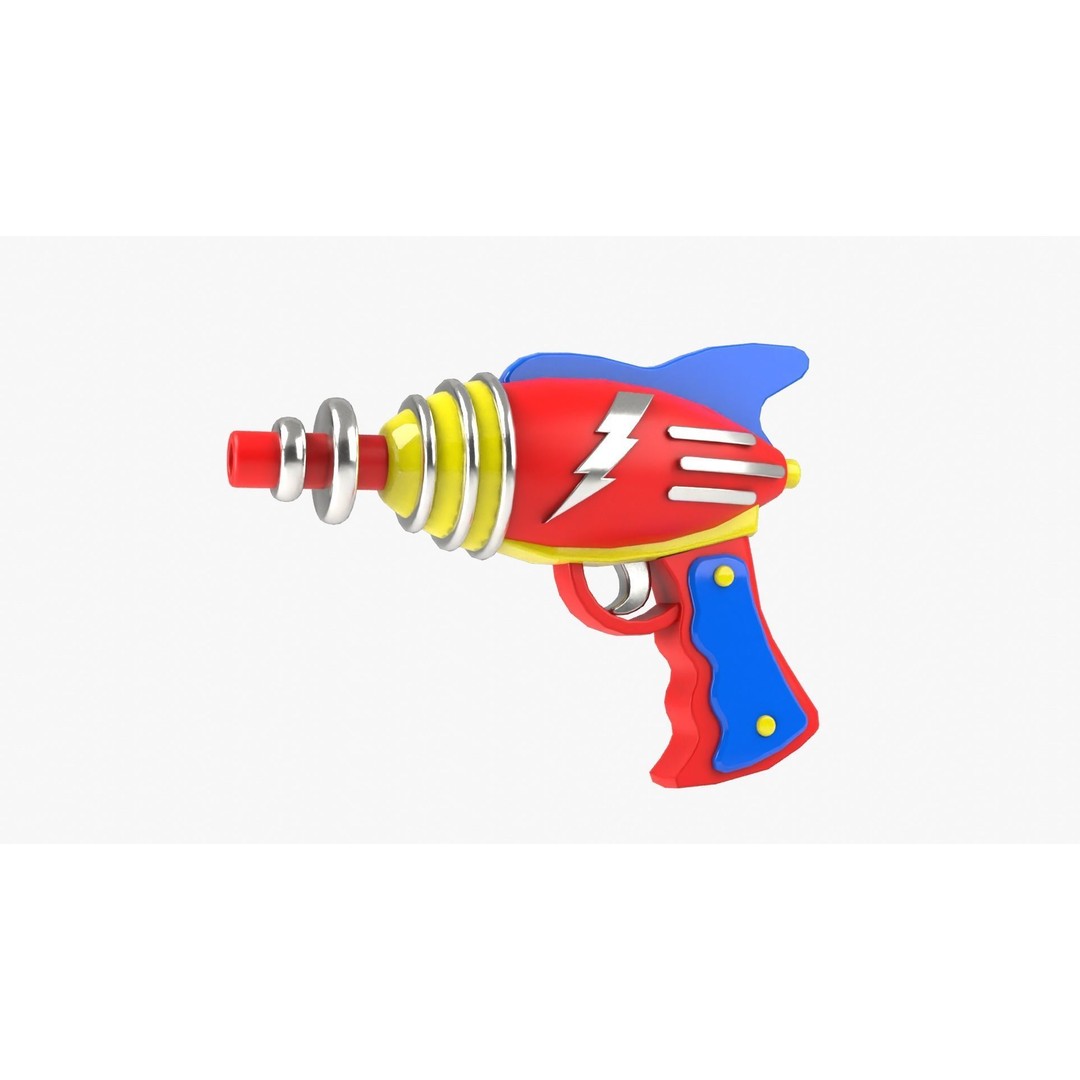 Ray Gun 3D Model – Low Poly Sci-Fi Weapon, FBX, Blender - View 15