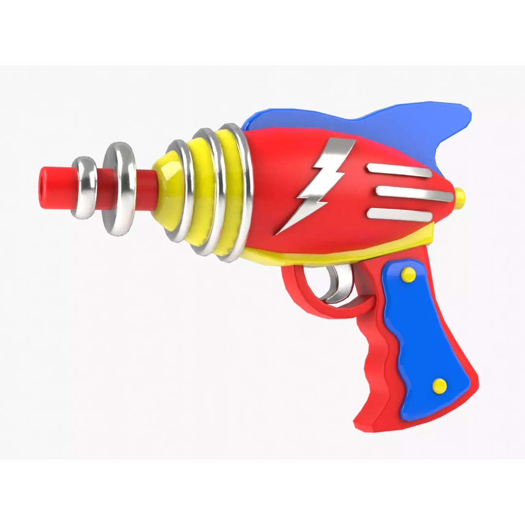 Ray Gun 3D Model – Low Poly Sci-Fi Weapon, FBX, Blender - View 2
