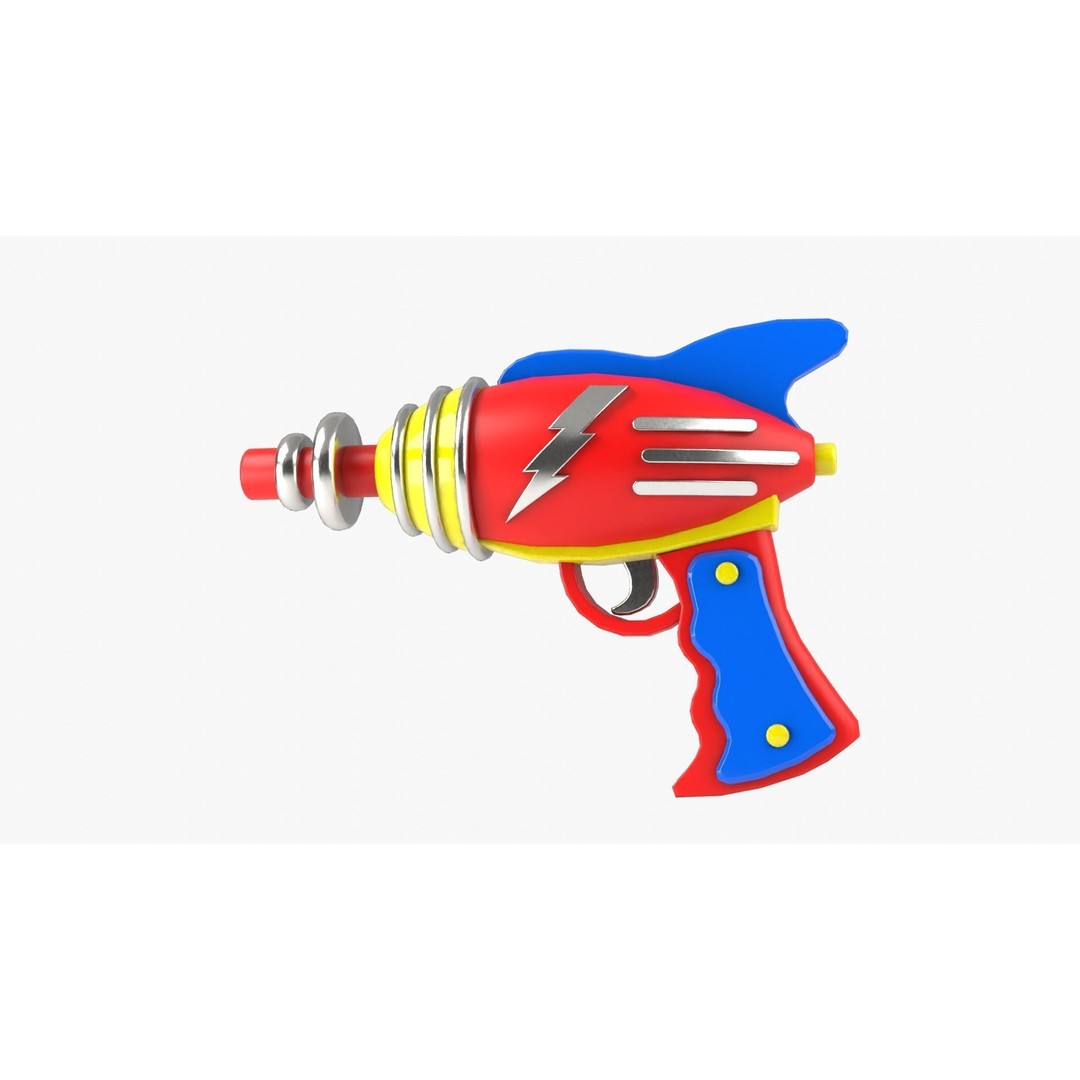 Ray Gun 3D Model – Low Poly Sci-Fi Weapon, FBX, Blender - View 4