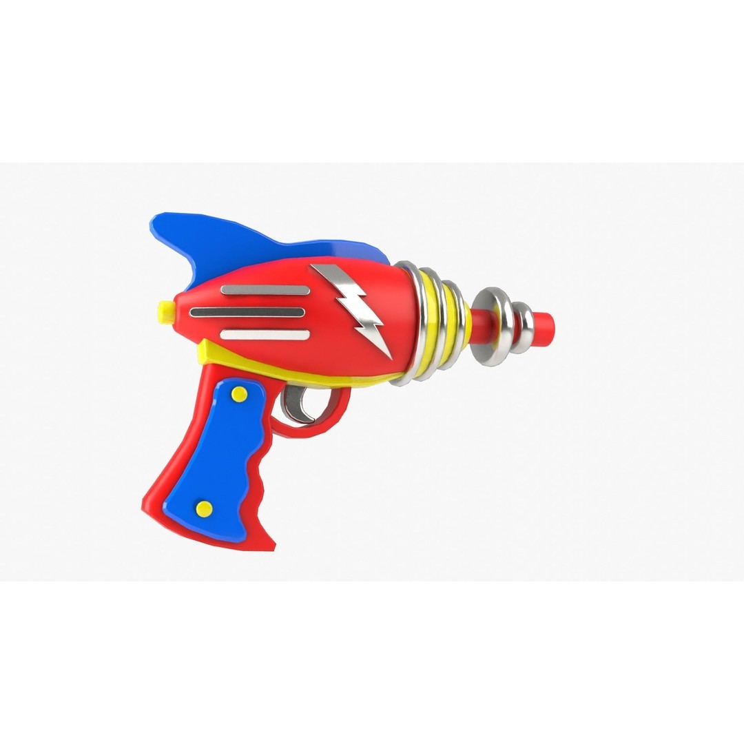 Ray Gun 3D Model – Low Poly Sci-Fi Weapon, FBX, Blender - View 9