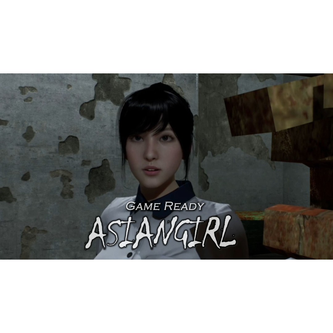 Asian School Girl 3D Model – Game Ready Low Poly Character, FBX - View 3