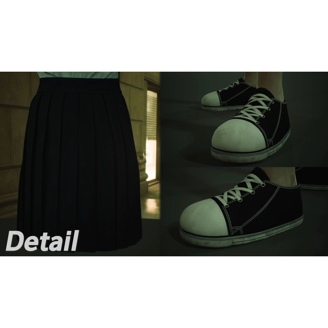 Asian School Girl 3D Model – Game Ready Low Poly Character, FBX - View 8