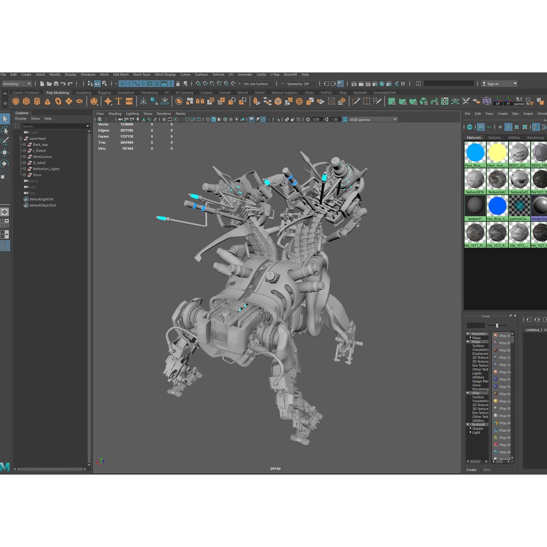 Horror Mech Monster 3D Model – Low Poly Sci-Fi Character, FBX